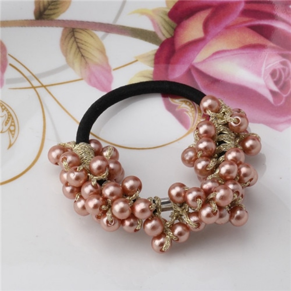 5 for $25 Pink Acrylic Pearl Hair Tie